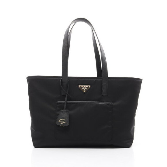 Prada Re Edition RE Nylon Tessuto Saffiano Leather Tote Bag Black - Picture 1 of 4